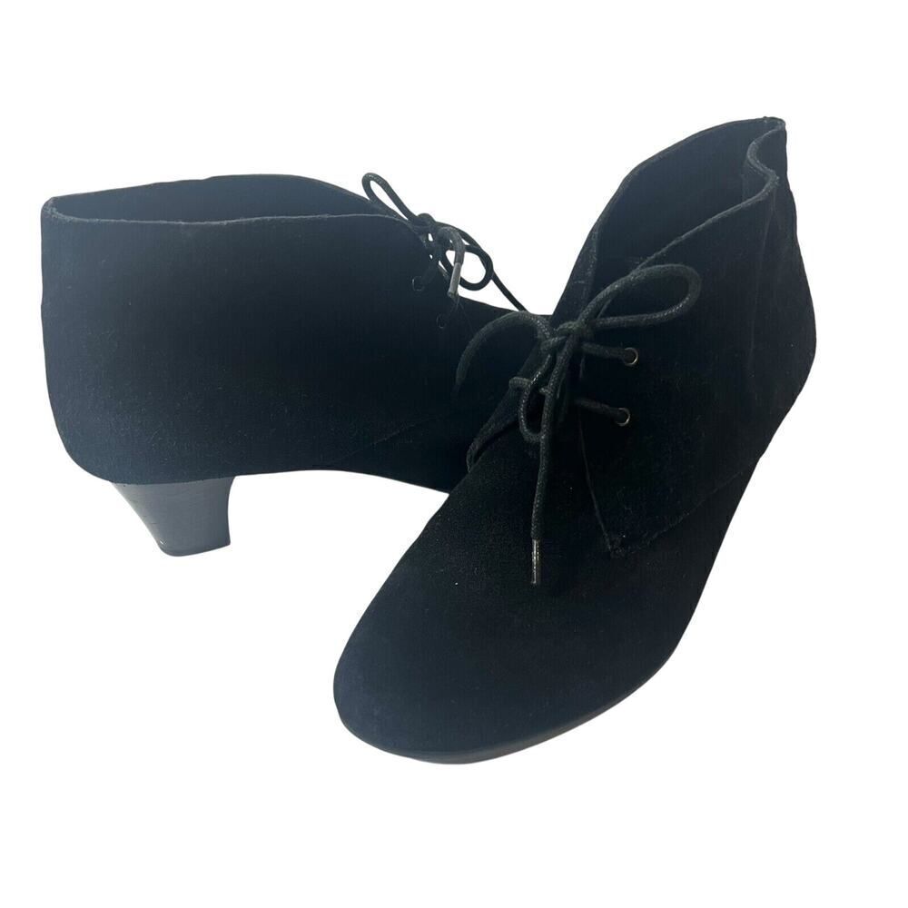 Umberto Raffini Ankle Heel Bootie Black Suede Lace Up Womens Sz EU 41 US 10-10.5
